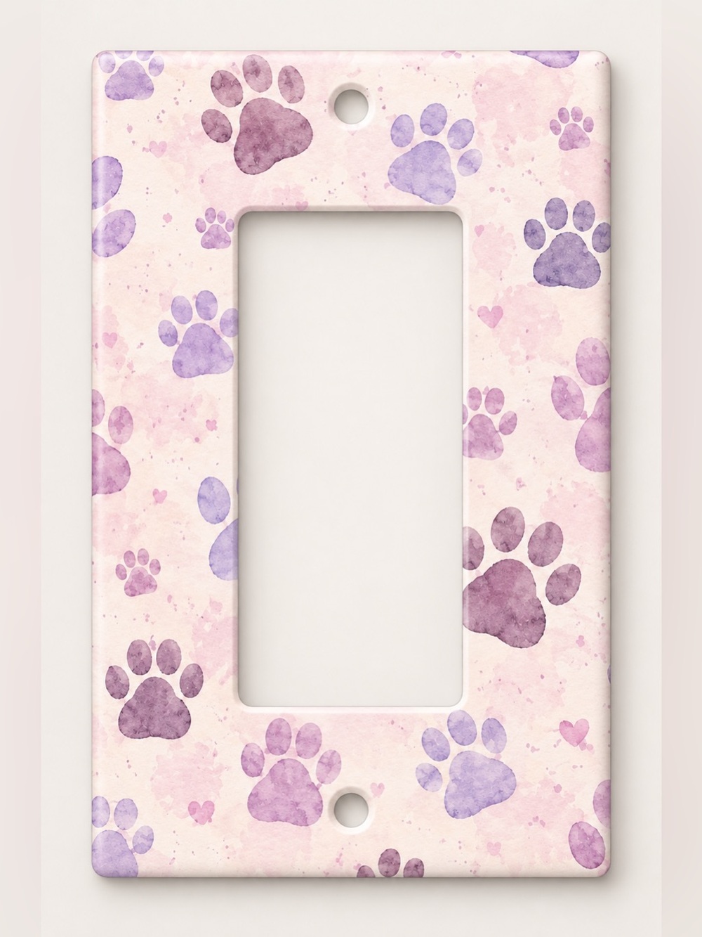 Pink Purple Paw Print Dog Lover Rocker GFCI Wall Plate Cover